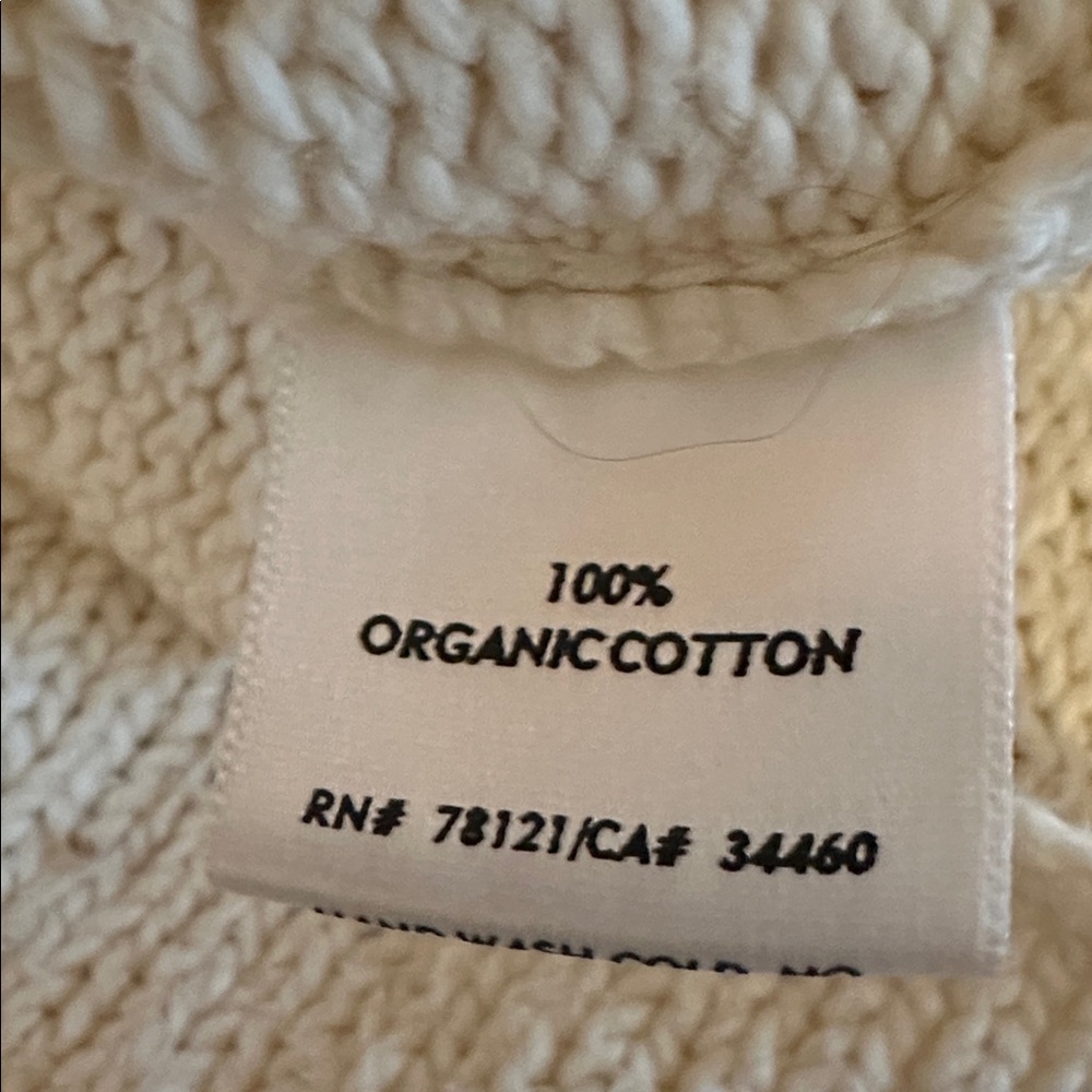 Eileen Fisher Peruvian organic cotton rolled hem M Cream Turtleneck Sweater - Picture 10 of 12